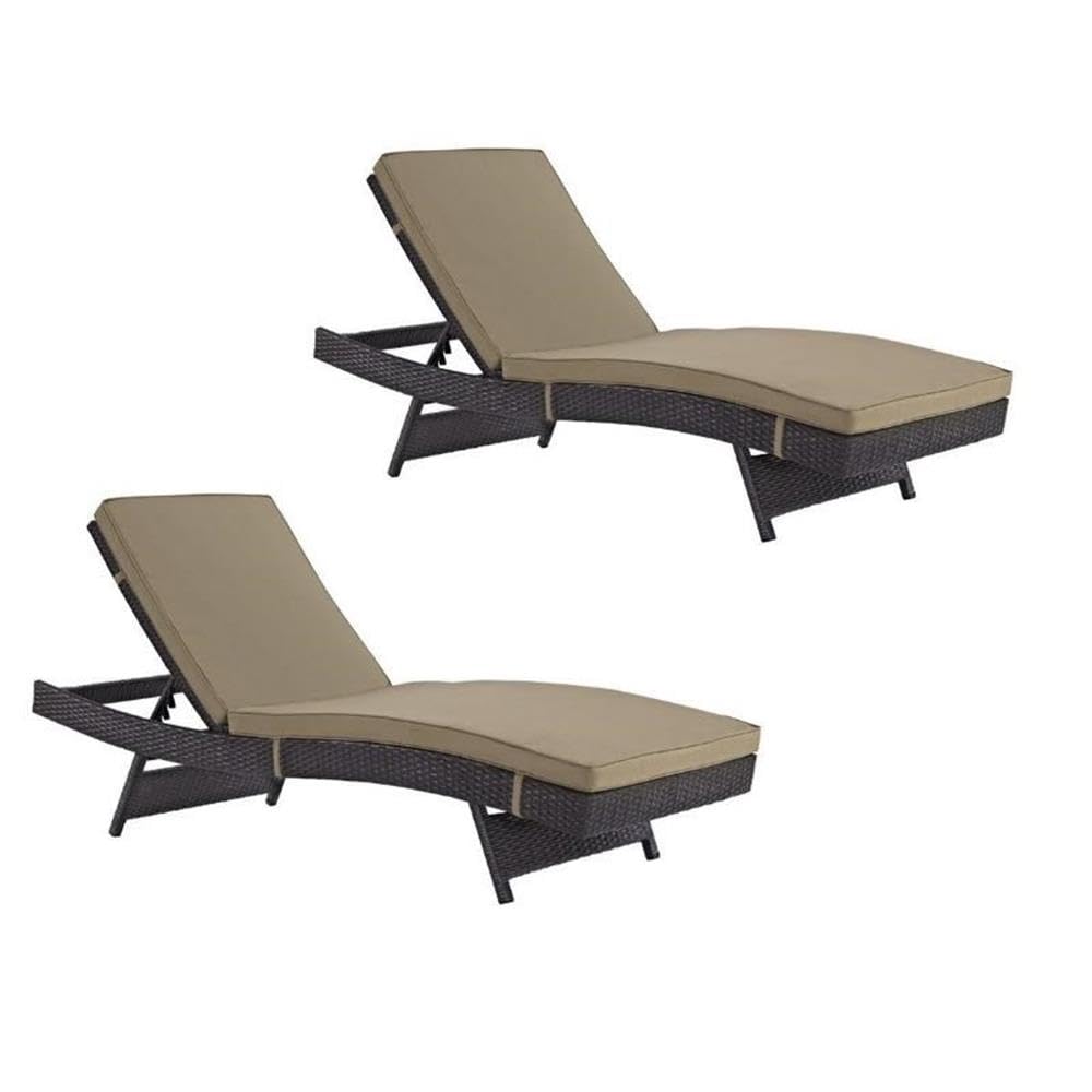 2 Piece Adjustable Patio Chaise Lounge Set in Mocha