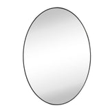 Oval Black Bathroom Mirror 24'' x 36'' Matte Black Metal Framed Vanity Mirror