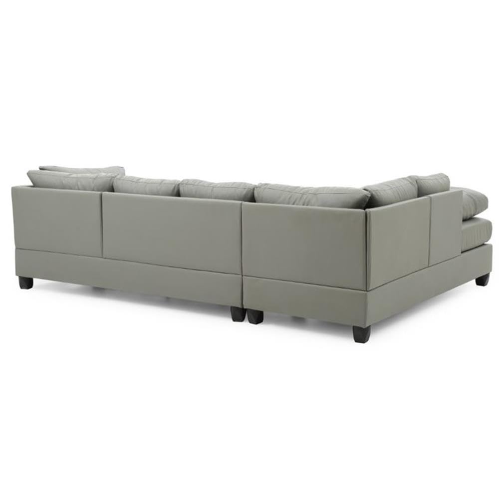 Malone Faux Leather Sectional in Gray