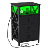 LED Nightstand with Charging Station, Tall Dresser for Bedroom with LED Light