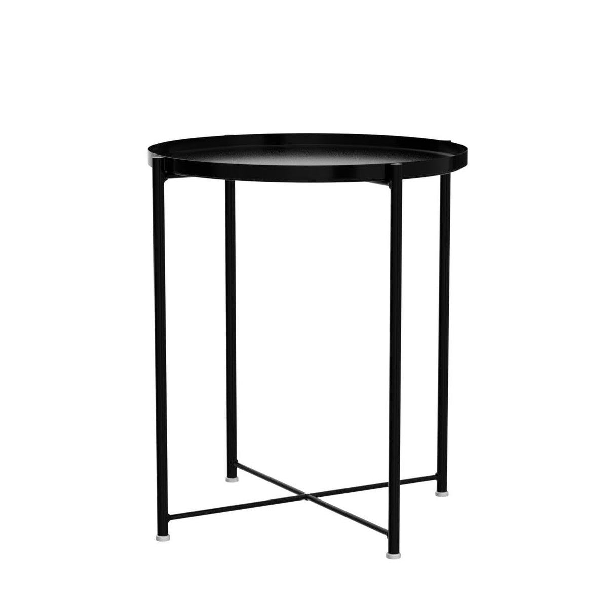 Metal Tray End Table, Round Accent Coffee Side Table