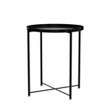 Metal Tray End Table, Round Accent Coffee Side Table