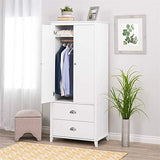 100% Solid Wood Smart Wardrobe/Armoire/Closet, Mocha Color
