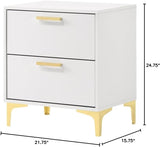 2-drawer Contemporary Wood Nightstand with Metal Base