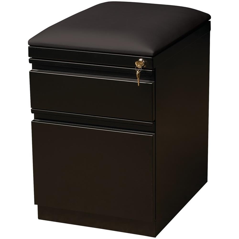 20-in Deep Mobile Pedestal File 2-Drawer Box/File. Black Cushion. Black