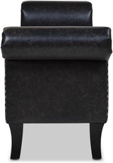Jennifer Taylor Home Kathy Roll Arm Entryway Accent Bench, Vintage Black Brown Faux Leather
