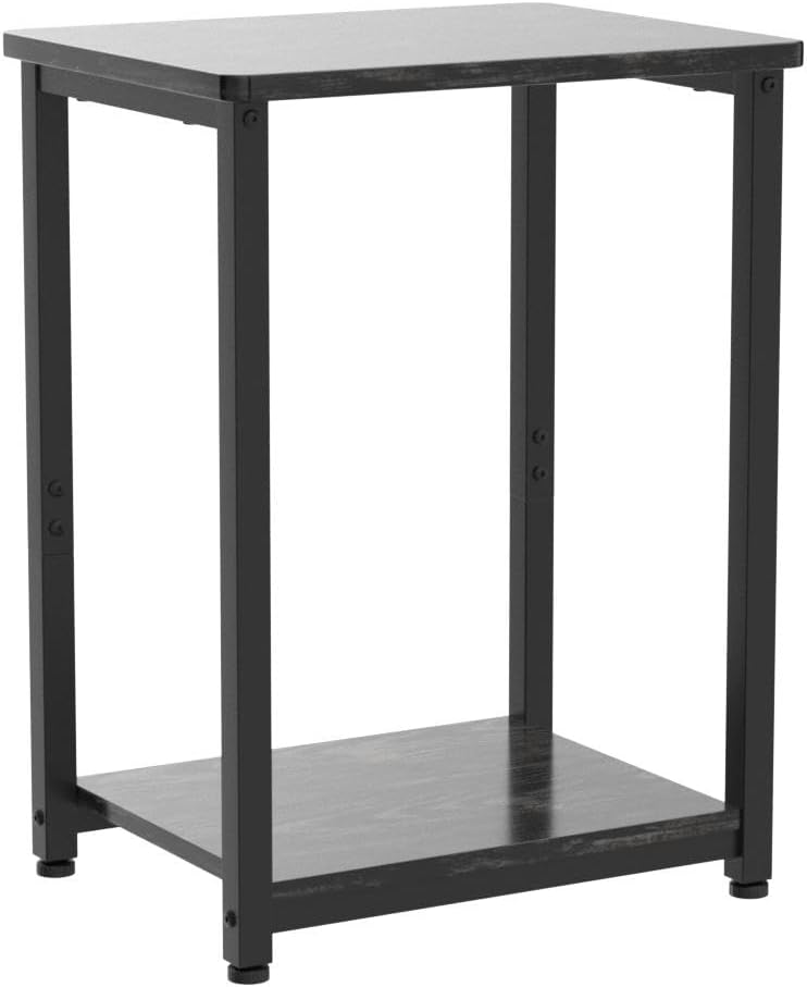 Black End Table, 2-Tier Small Side Table for Living Room, Bedroom, Small End Tables