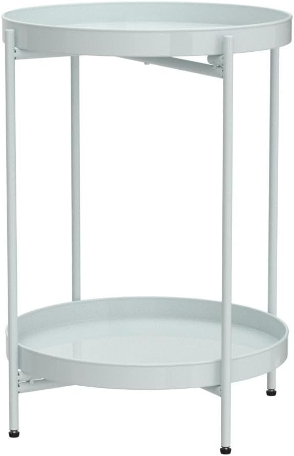 End Table 2-Tier Metal Round Accent Anti-Rust Waterproof Simplistic Sofa Side Table