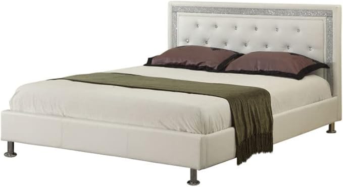 Bria Faux Leather Platform Bed, Queen, Black