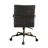 Transitional Leather Swivel Office Chair in Antique Ebony Black