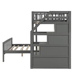 Twin Over Full Loft Beds, Bunk Beds Twin Over Full with Stairway and Storage, Full-Length