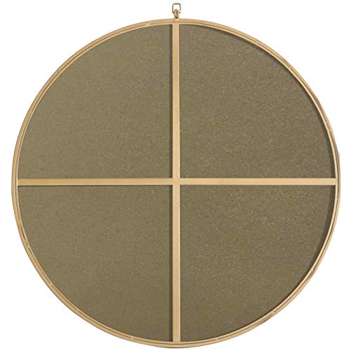 36" Contemporary Metal Frame Hooked Mirror in Brass