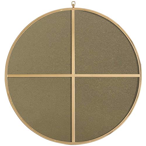 36" Contemporary Metal Frame Hooked Mirror in Brass