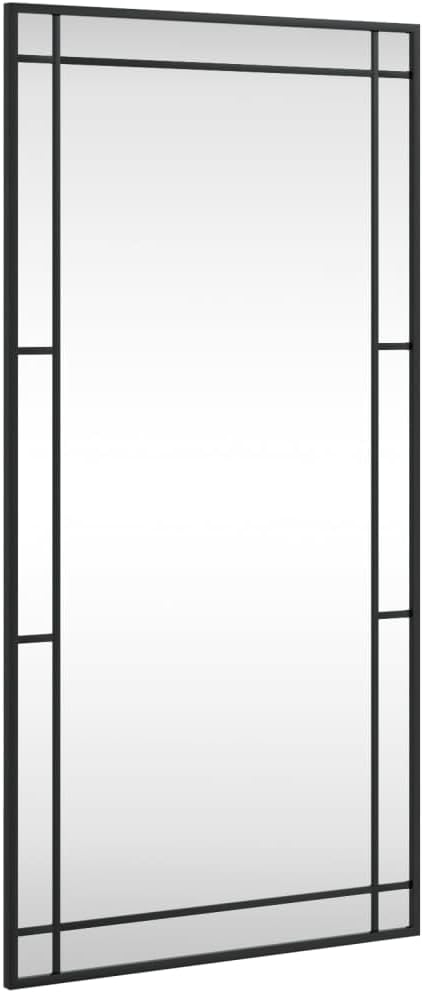 Mirror in Black  Rectangle Iron-Framed Glass Mirror for Bedroom
