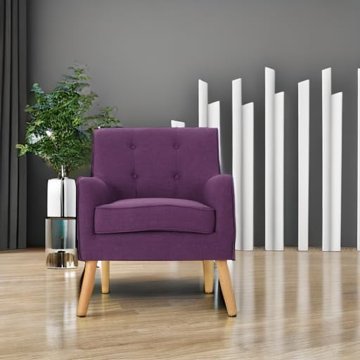 Felicity Mid-Century Fabric Arm Chairs, 2-Pcs Set, Purple