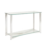 Townley Collection Console Table with Polished Stainless Steel Legs and Durable Glass Top