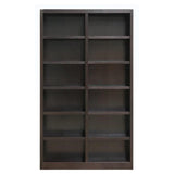 84" Traditional Double Wide Wood Bookcase with 10 Adjustable Shelves and 2 Fixed Shelves