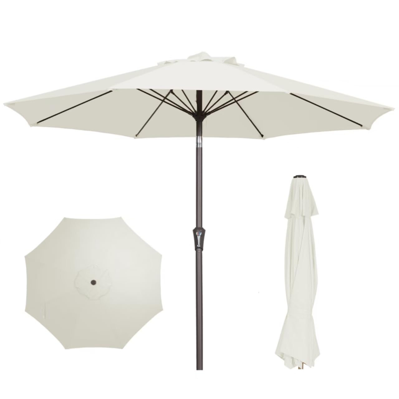 9FT Patio Umbrella Outdoor Market Umbrella with Push Button Tilt and Crank