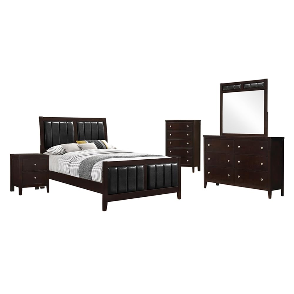 Carlton Full Bed 5-Piece Set, Cappuccino