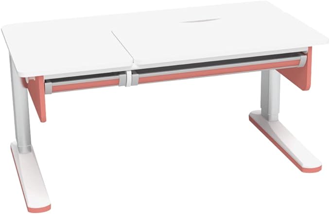 Height Ergonomic Kids Study Desk Drafting Table Computer Station Multi Function Desktop 47.2" Width with Bookshelf, Hutch and Drawer (Standard Bookshelf, Begonia Red)