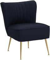 Modern Accent Chair Set of 2 Velvet Slipper Chair with Gold Legs Wingback Side