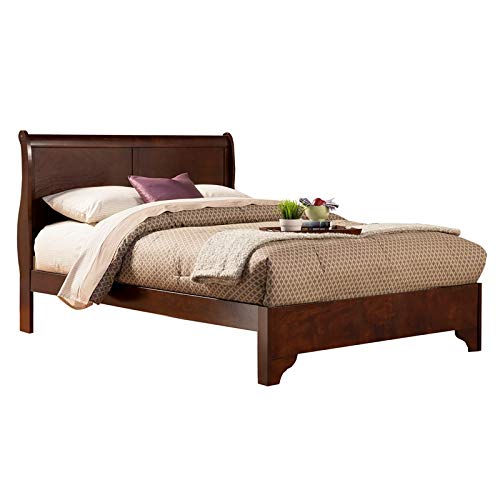 Full Size Wood Sleigh Bed, Box Spring Required, in Cappuccino (Brown)