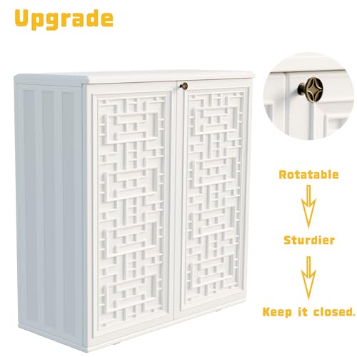 Outdoor Storage Cabinet Waterproof with Shelf, Lockable Outdoor Box