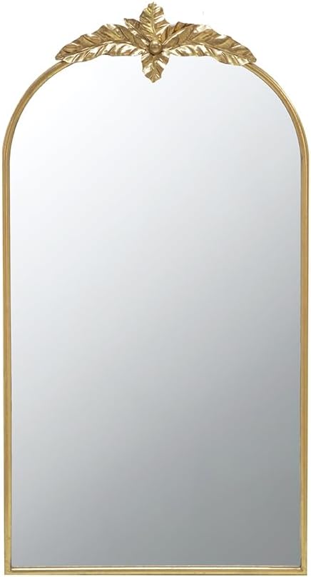 Large Round Wall Mirror with Ornate Gold Metal Frame, Traditional Accent Mirror