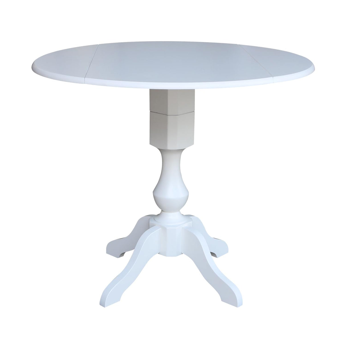 42 in Round Dual Drop Leaf Pedestal Table-36.3"H Dining Table, White