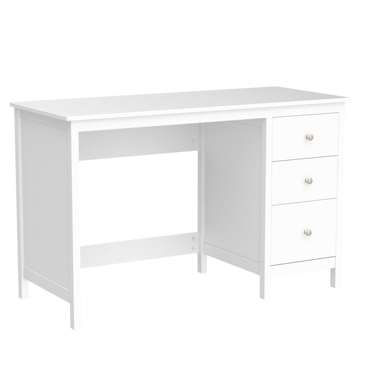 White Desk with Drawers, Modern Home Office Computer Desk