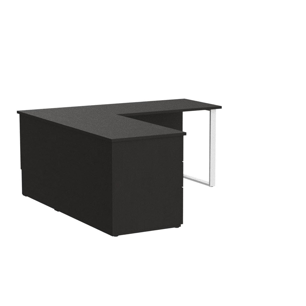 Pro-Concept Plus L-Shaped Desk with Drawers, Deep Grey & Black