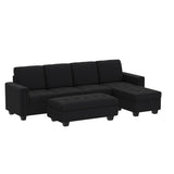 Velvet Convertible 4-Seat Sectional Sofa with Reversible Chaise L Shaped Sofa Couch Furniture