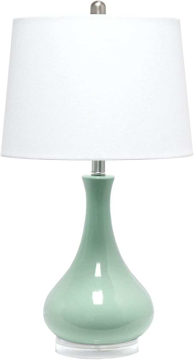 Ceramic Genie Tear Drop Shaped Glossy Table Lamp, Rose Pink