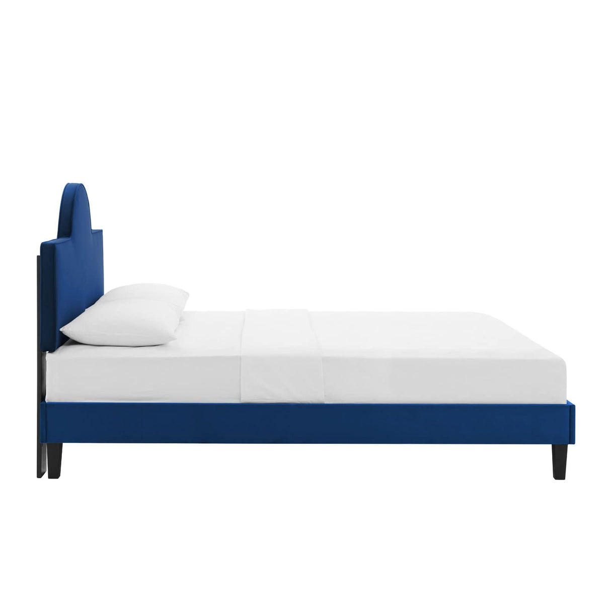Performance Velvet King Bed in Navy Platform