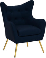 Velvet Accent Chair, Modern Wingback Arm Chair with Metal Gold Legs, Velvet Tufted Upholstered Single Sofa Chair for Living Room Bedroom, Dining Room Accent Club Guest Chair (Black)