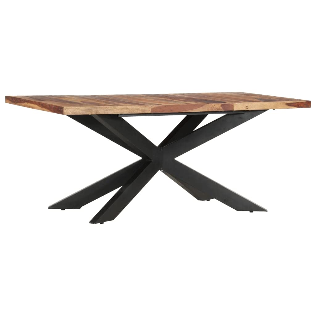 IronRoot Sheesham Wood Industrial Dining Table with Black X-Frame Base