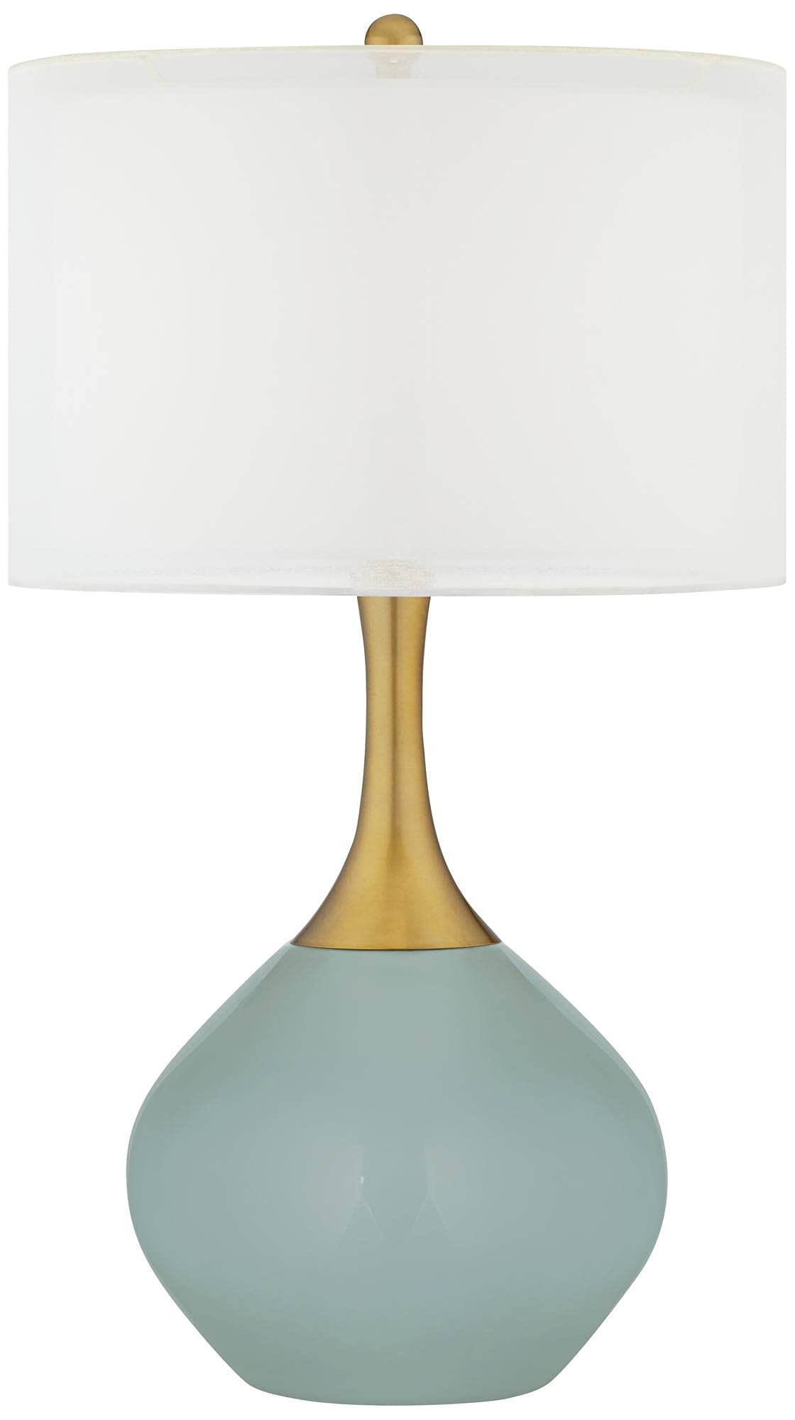 Color + Plus Nickki Brass 30 1/2" Modern Aqua-Sphere Blue Table Lamp