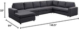 Tifton Modular Sectional Sofa with Reversible Chaise in Dark Gray Linen