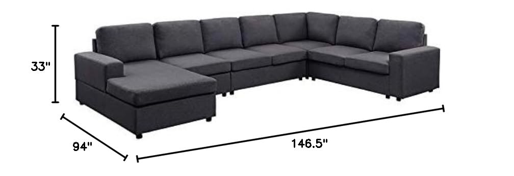 Tifton Modular Sectional Sofa with Reversible Chaise in Dark Gray Linen