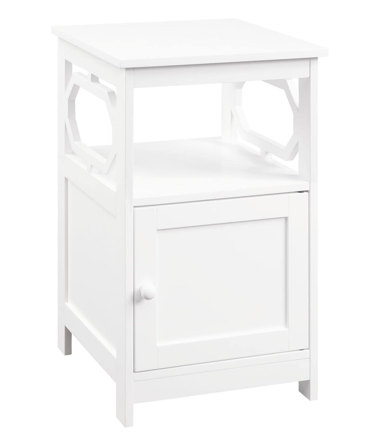 Omega End Table with Cabinet, White