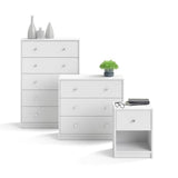 4 Pieces Set of Modern Wood Bedroom Furniture in White Finish