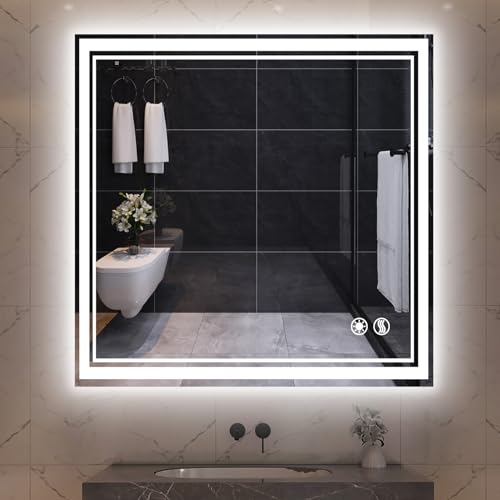 32“ x 32” LED Mirror for Bathroom Bathroom Mirror with Lights Front and Backlit LED