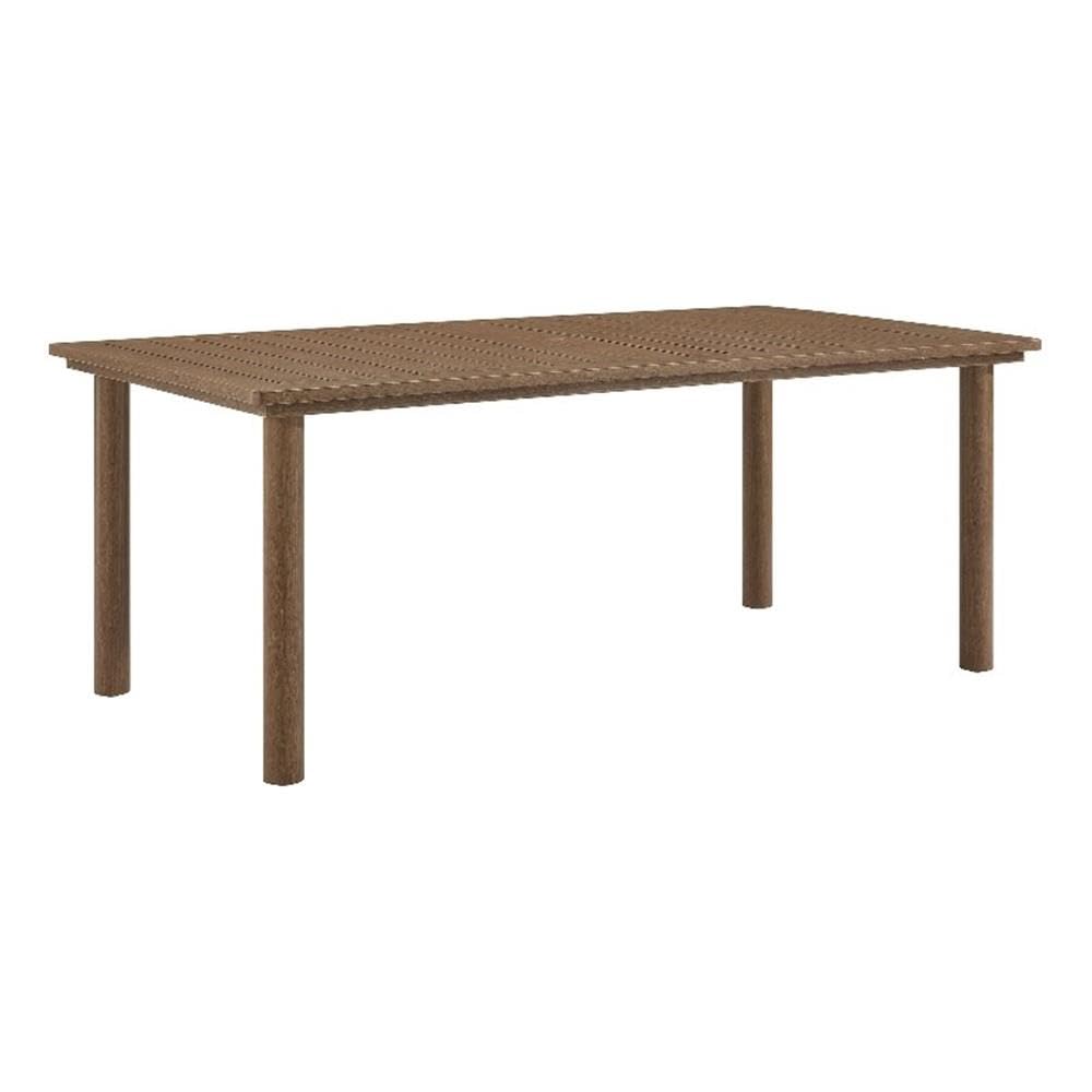Parkland 76 Inch Outdoor Aluminum Rectangular Dining Table in Walnut —
