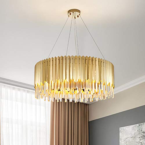 XINDAR 6 Lights Chandelier Light Fixture Luxury Crystal Pendant Lighting in Gold