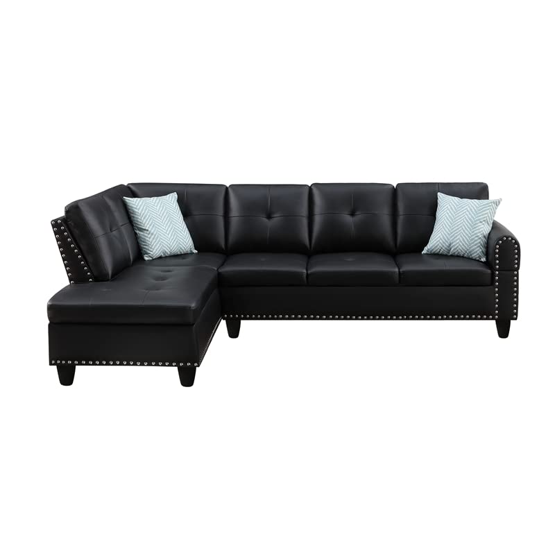 99.5" W x 67" D Transitional PU Faux Leather Sectional Sofa with Chaise Lounge & Storage