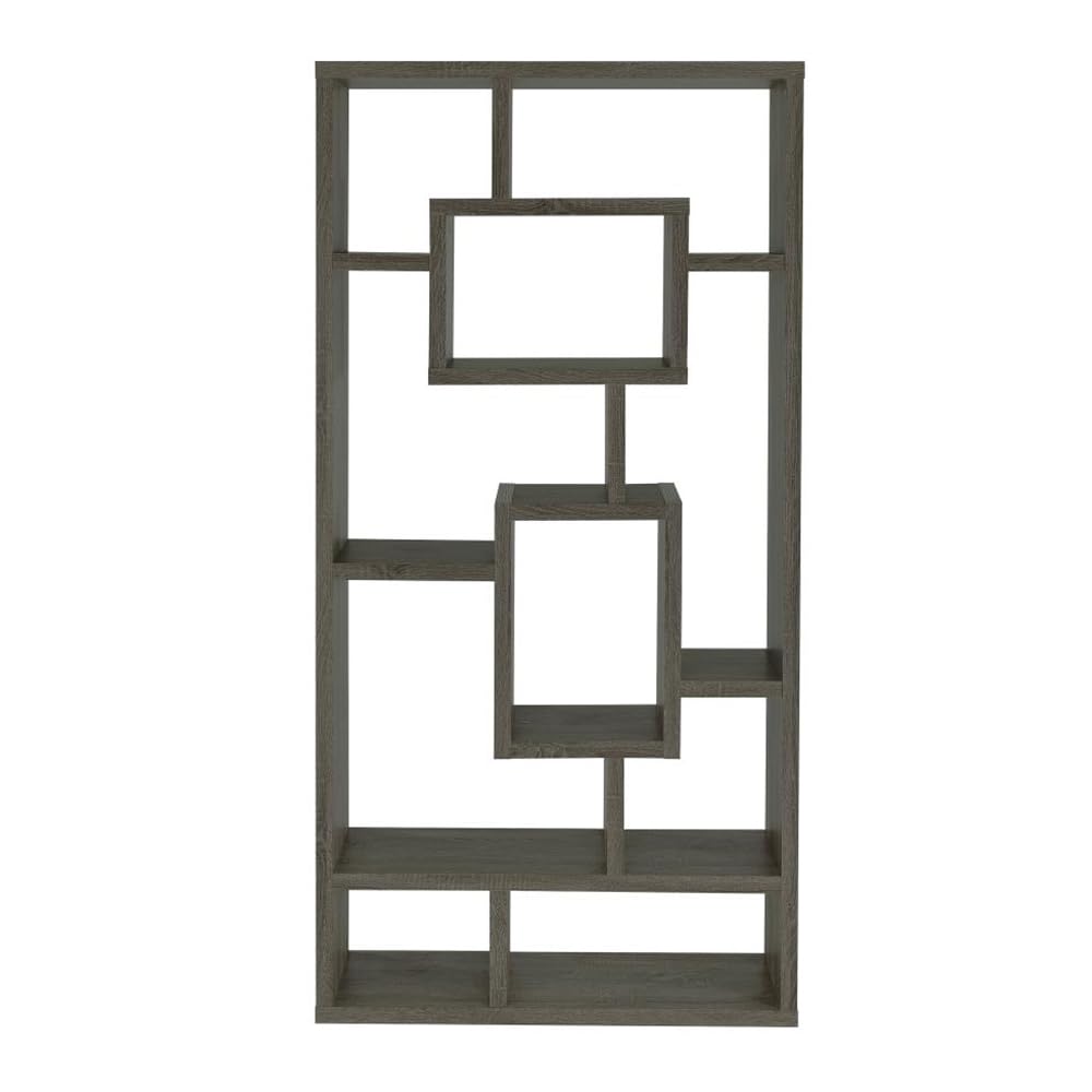 Cubed Rectangular Bookcase 11.5" D x 35.5" W x 70.75" H Weathered Grey 800512