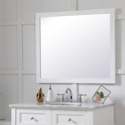 Wood Frame Bathroom Mirror in White Finish