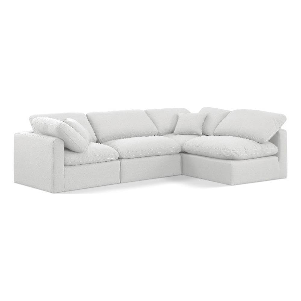 141White-Sec4B Indulge Collection Modern | Contemporary Modular Sectional with Rich