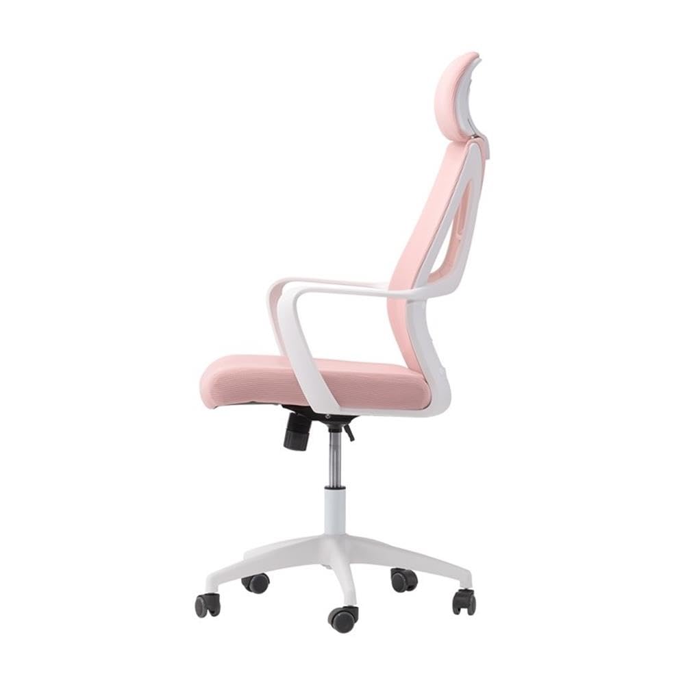 Row Modern Fabric Mesh Back Pink and White Office Chair