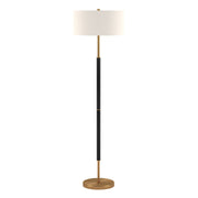 2-Light Floor Lamp with Fabric Shade in Matte Black/Brass/White and Color Ambiance